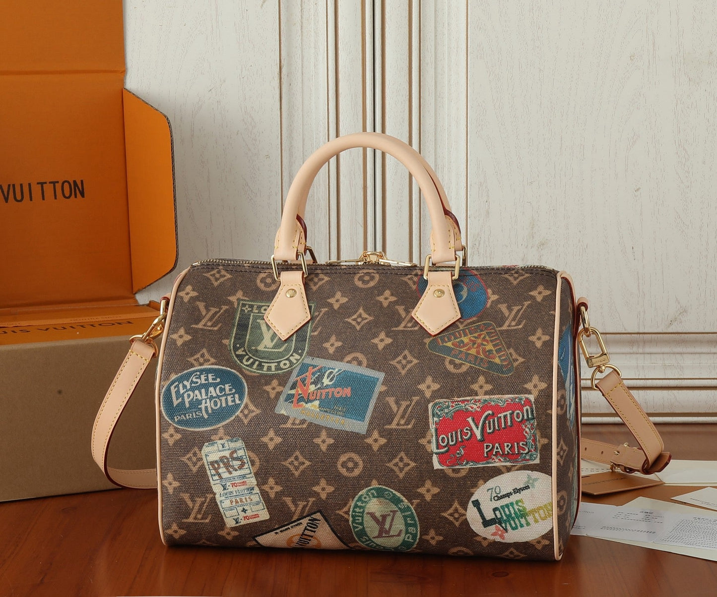 Louis Monogram Hotel Labels Speedy Bandouliere 30