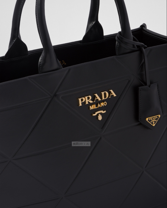 PP Medium leather Symbole bag with topstitching - Black