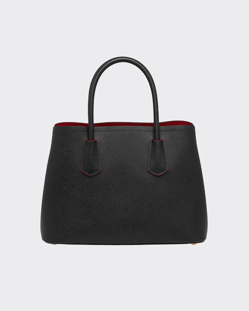 PP Small Saffiano Leather Double PP Bag in Black