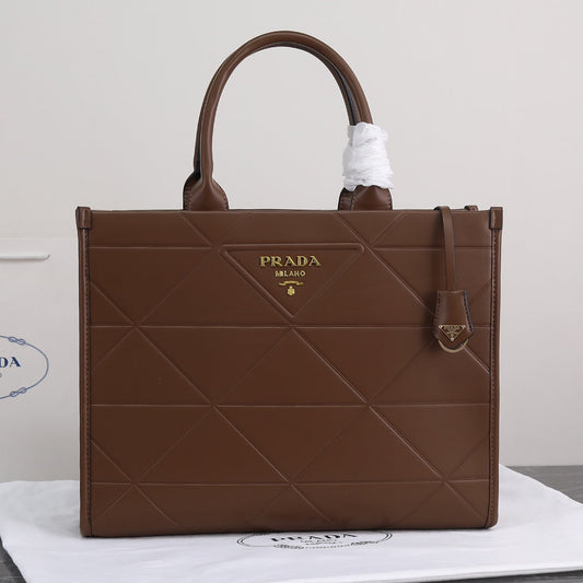 PP big size leather Symbole bag with topstitching