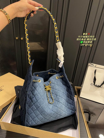 Cc new arrival denim tote bag size: 34*37 cm